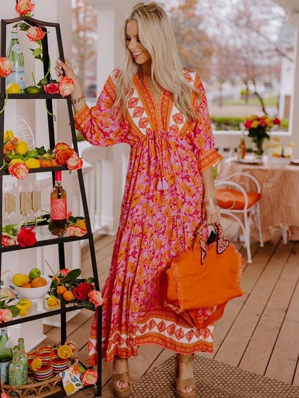 Orange And Pink Maxi Dress